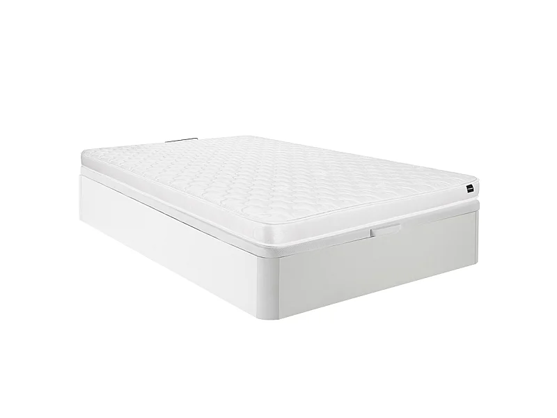 Zestaw 140 x 190 cm stelaż ze skrzynią biały + materac piankowy o grub. 15 cm - DANAE II marki YSMÉE