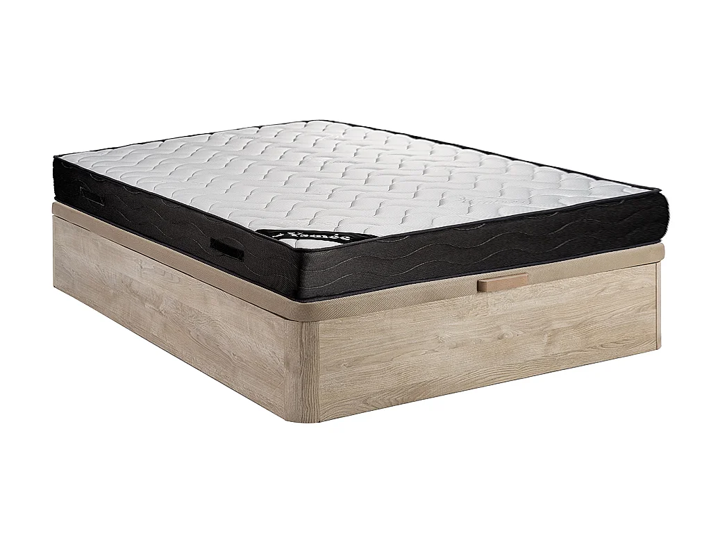 Set 140x190cm Rete vano Naturale chiaro + Mater. molle insac. 7 zone e memory foam sp.24cm - MERISI di YSMÉE