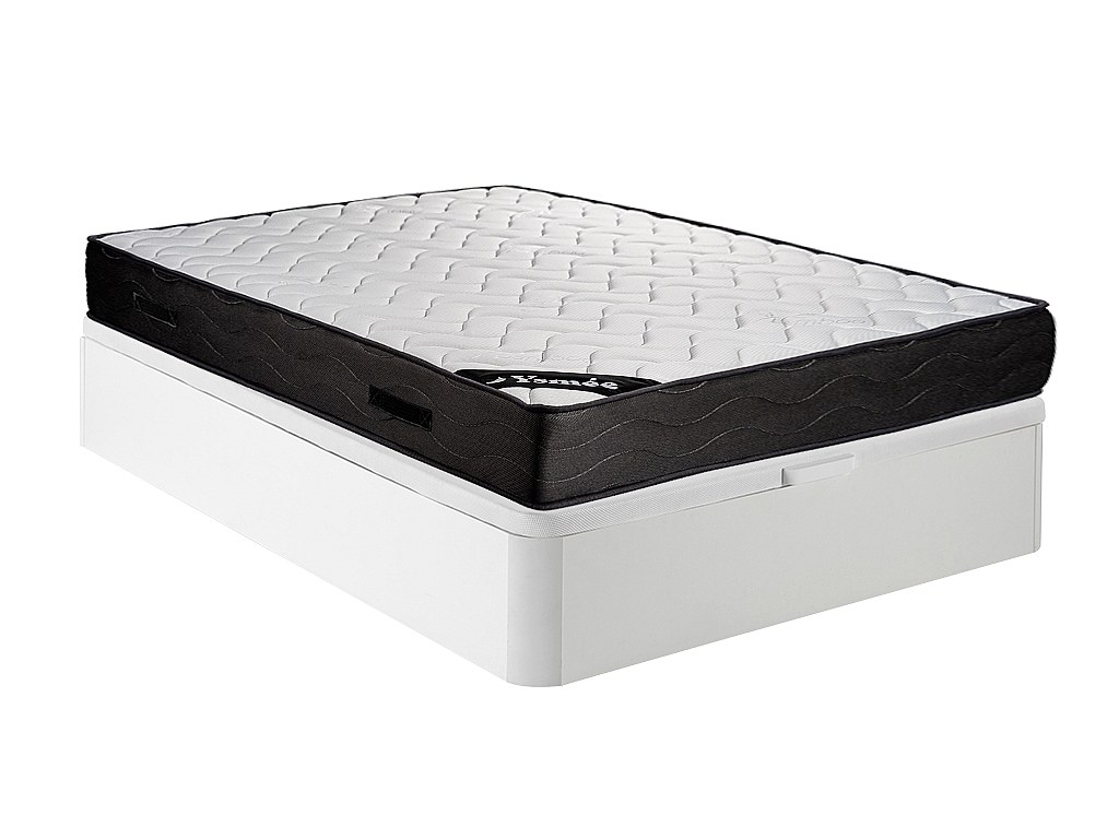 Set aus Bettgestell mit Bettkasten + Matratze - 160 x 200 cm - 7-Zonen-Tasc günstig online kaufen