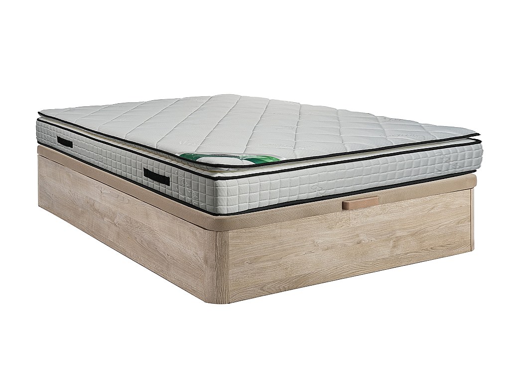 Set aus Bettgestell mit Bettkasten + Schaumstoffmatratze - Bambusbezug - 16 günstig online kaufen