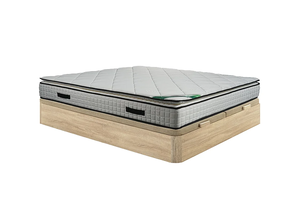 Ensemble 180 x 200 cm sommier coffre naturel clair + matelas mousse et coutil bambou ép.23cm - ADANA de NATUREA