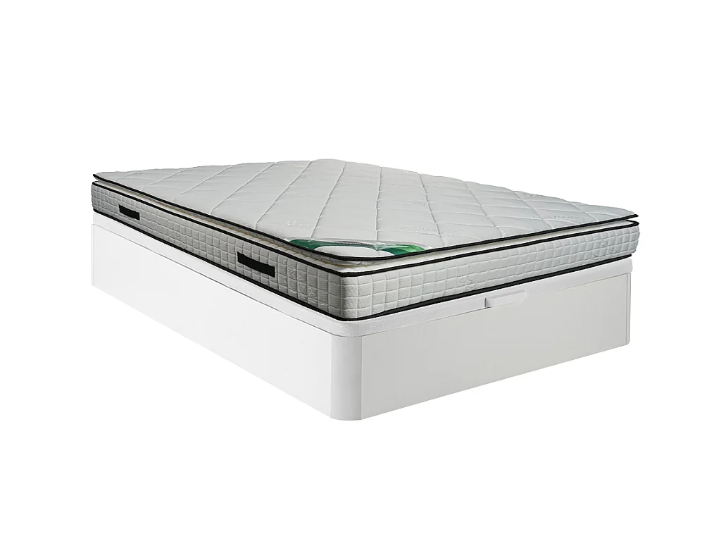 Set 140 x 190 cm Rete contenitore Bianco + Materasso schiuma e rivestimento bambù sp. 23 cm - ADANA di NATUREA