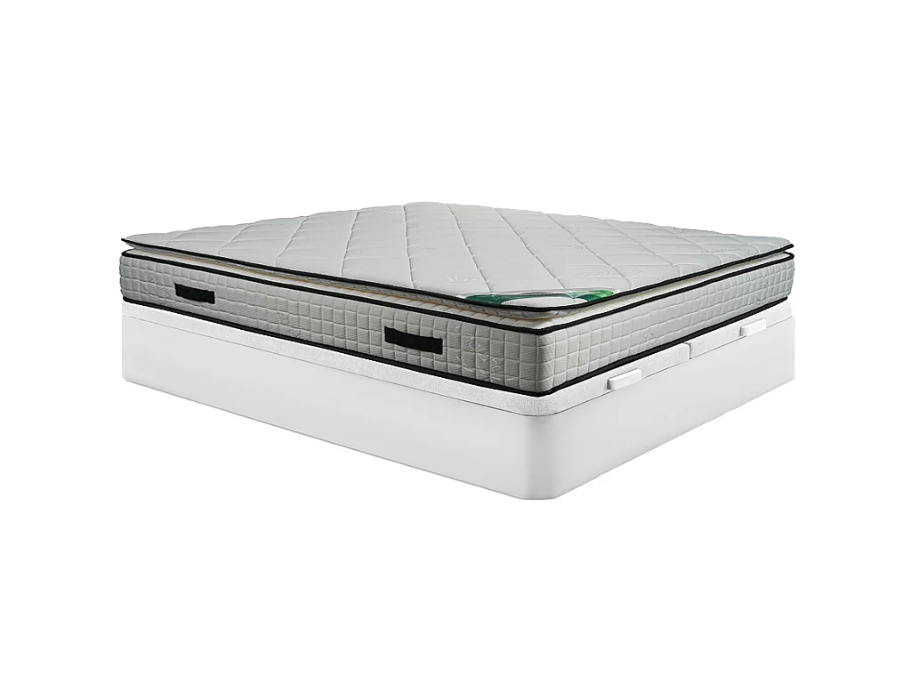 Ensemble 180 x 200 cm sommier coffre blanc + matelas mousse et coutil bambou ép.23cm - ADANA de NATUREA