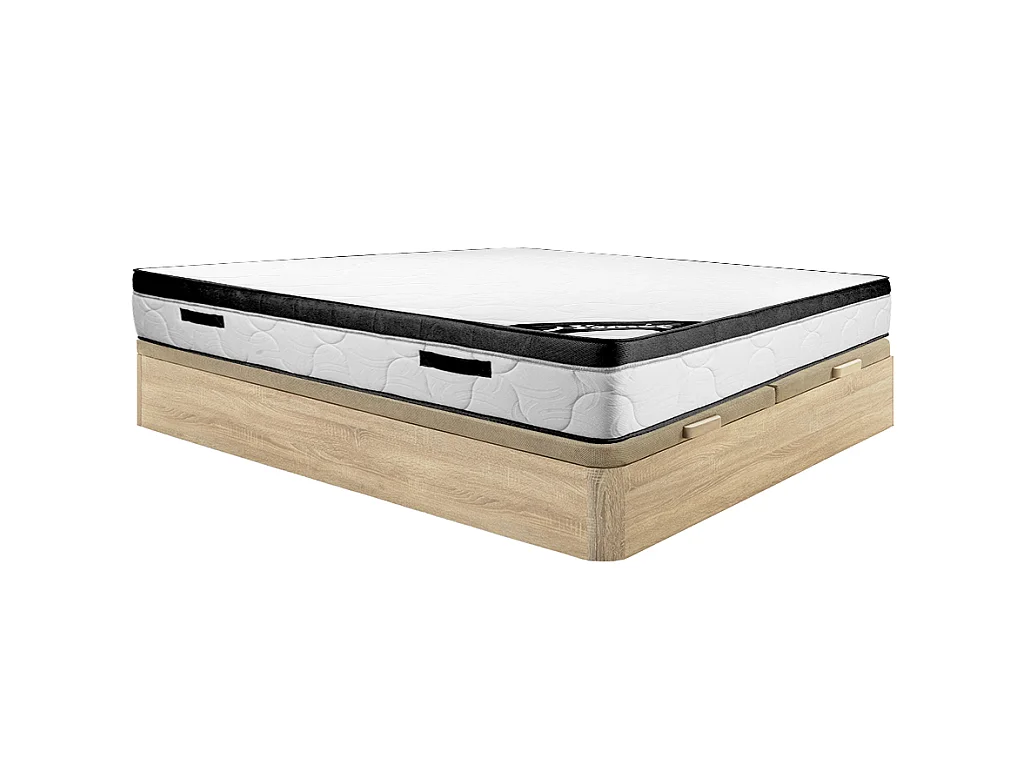 Ensemble 180 x 200 cm sommier coffre naturel clair + matelas mousse ép.30cm - SOLAK de YSMÉE