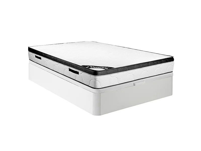 Conjunto somier arcón blanco + colchón de espuma ep.30cm 160 x 200 cm - SOLAK de YSMÉE