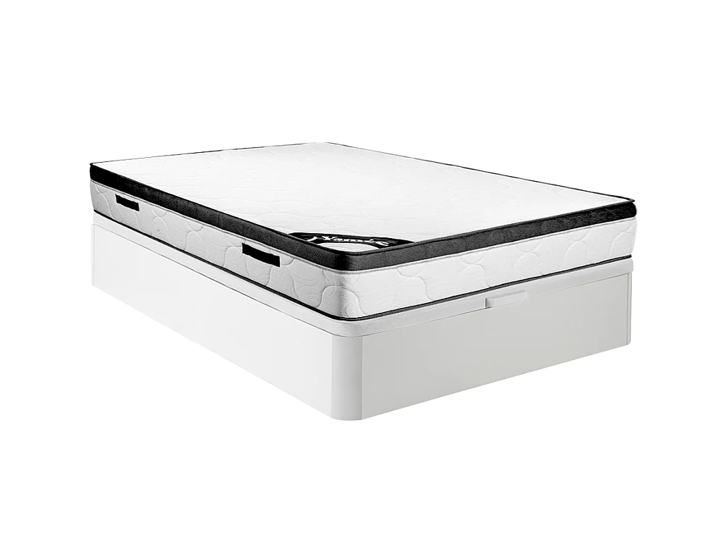 Ensemble 160 x 200 cm sommier coffre blanc + matelas mousse ép.30cm - SOLAK de YSMÉE