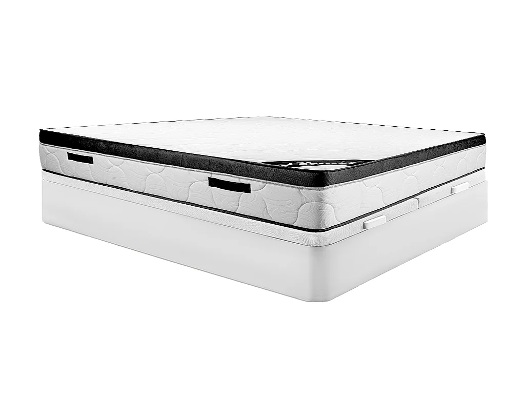 Zestaw 180 x 200 cm stelaż ze skrzynią biały + materac piankowy o grub. 30 cm - SOLAK marki YSMÉE