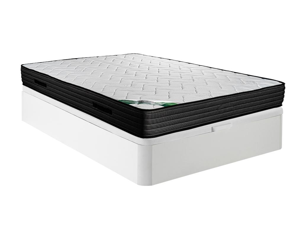 Set aus Bettgestell mit Bettkasten + Schaumstoffmatratze - 160 x 200 cm - B günstig online kaufen