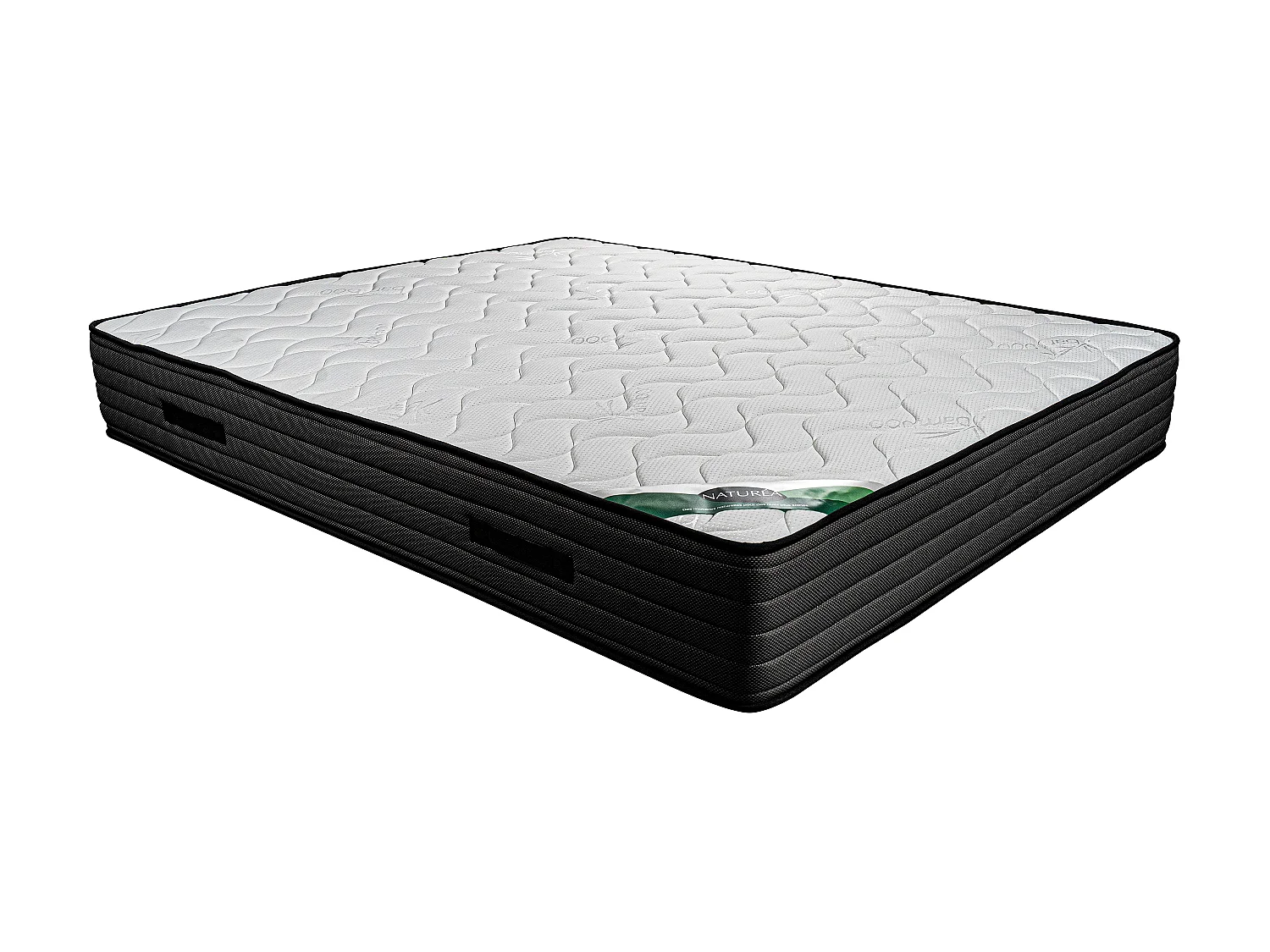 Set 160 x 200 cm bedbodem met opbergruimte, wit + matras van schuim en tijk van bamboe van 25 cm dik - BERENDI van NATUREA