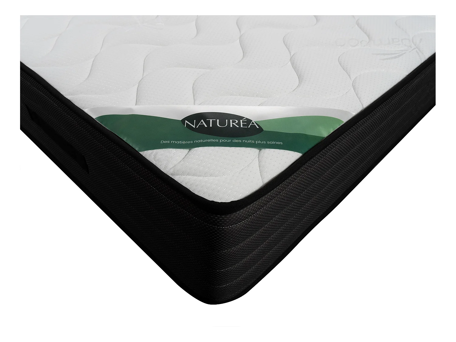 Ensemble 180 x 200 cm sommier coffre blanc + matelas mousse et coutil bambou ép.25cm - BERENDI de NATUREA