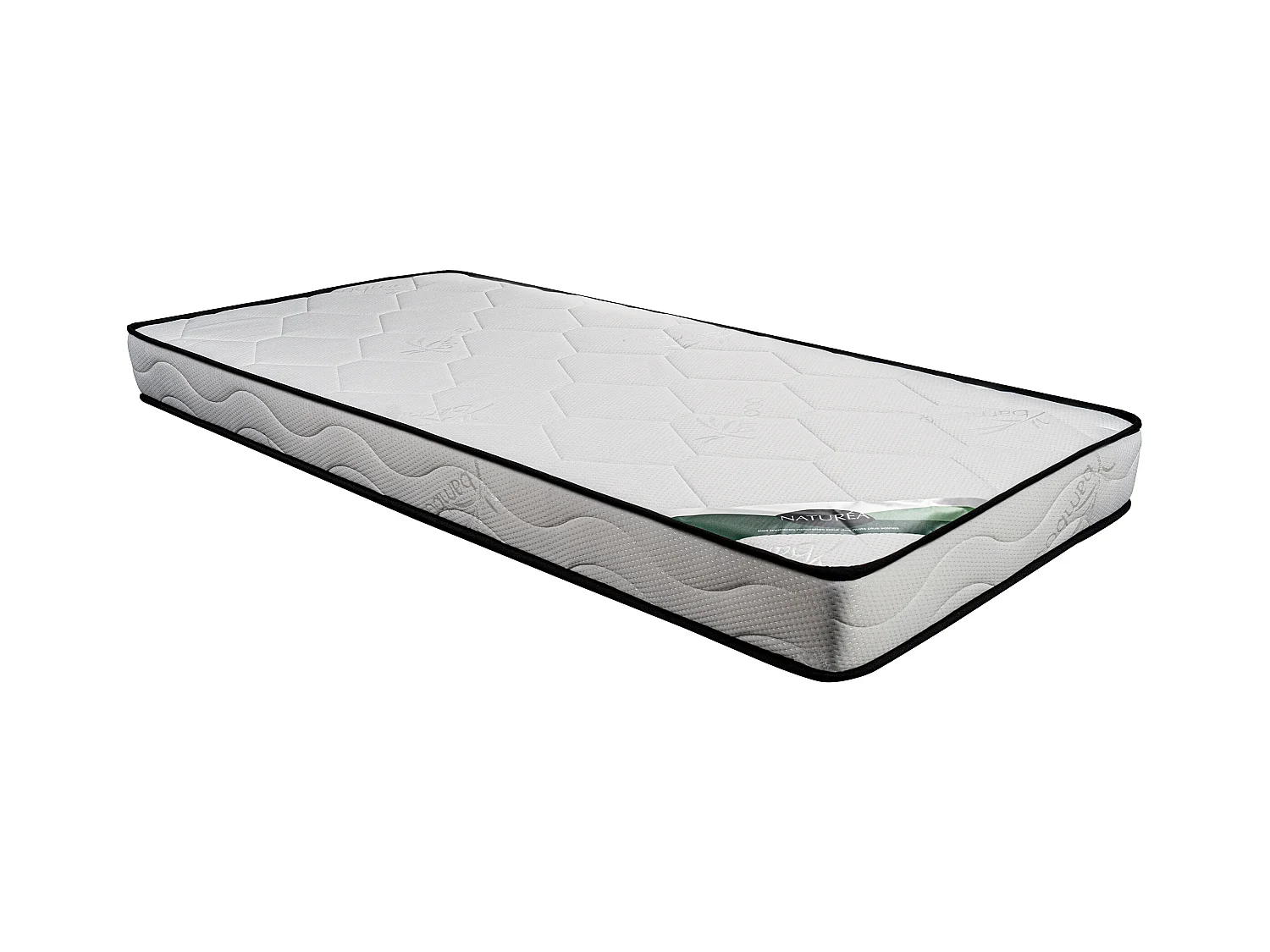 Sæt 90 x 190 cm hvid opbevaringsboks + skummadrasser og bambusbolster, 15 cm tykkelse - KANANI fra NATUREA