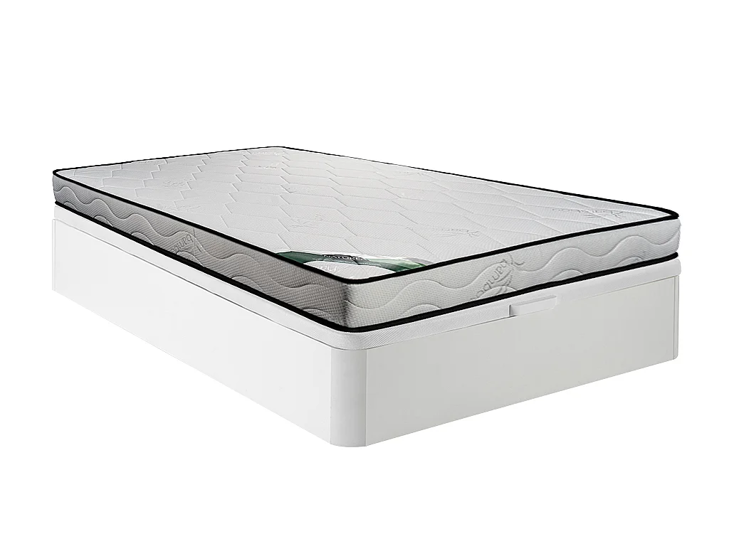 Set 140 x 190 cm Rete contenitore Bianco + Materasso schiuma e rivestimento bambù sp.15 cm - KANANI di NATUREA