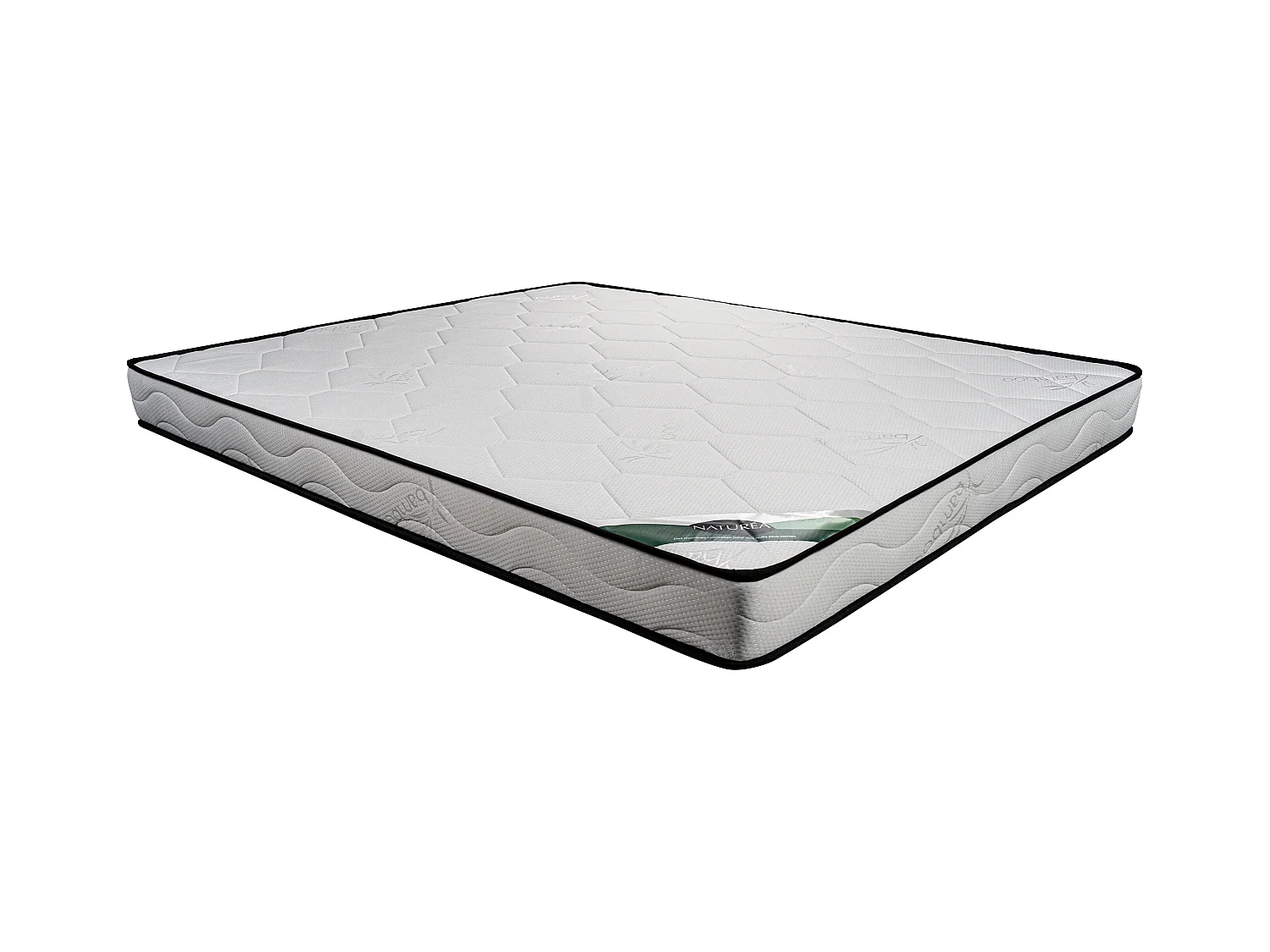 Sæt 140 x 190 cm opbevaringsbund hvidt + madras skumopbevaringsbar bambusbetrækning i 15 cm tykkelse - KANANI fra NATUREA