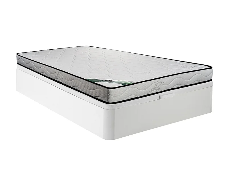 Conjunto 160 x 200 cm canapé blanco + colchón de espuma y tela de bambú de 15 cm de espesor - KANANI de NATUREA