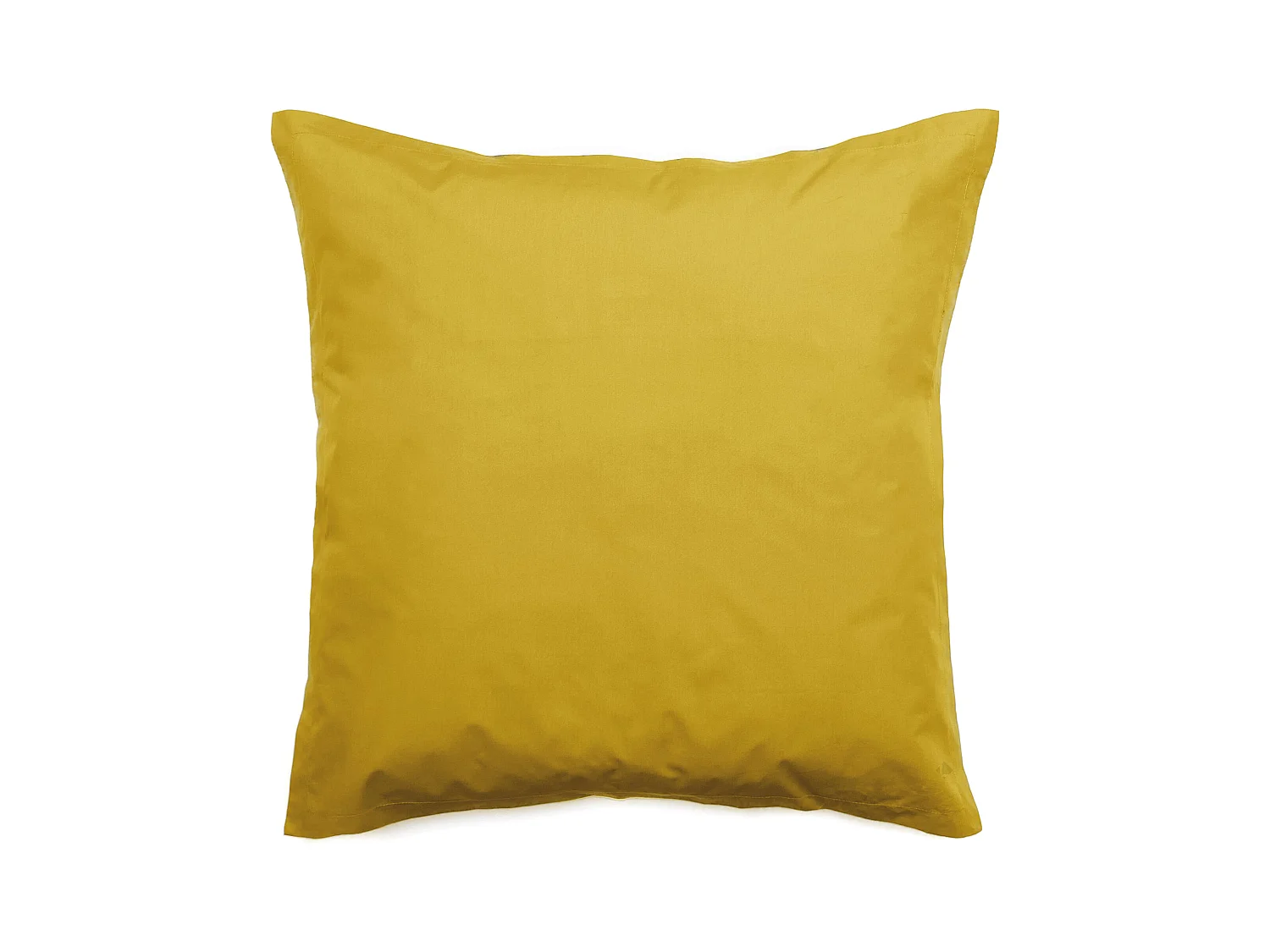 Taie d'oreiller volants plats 65x65 cm percale MANOIR jaune Moutarde