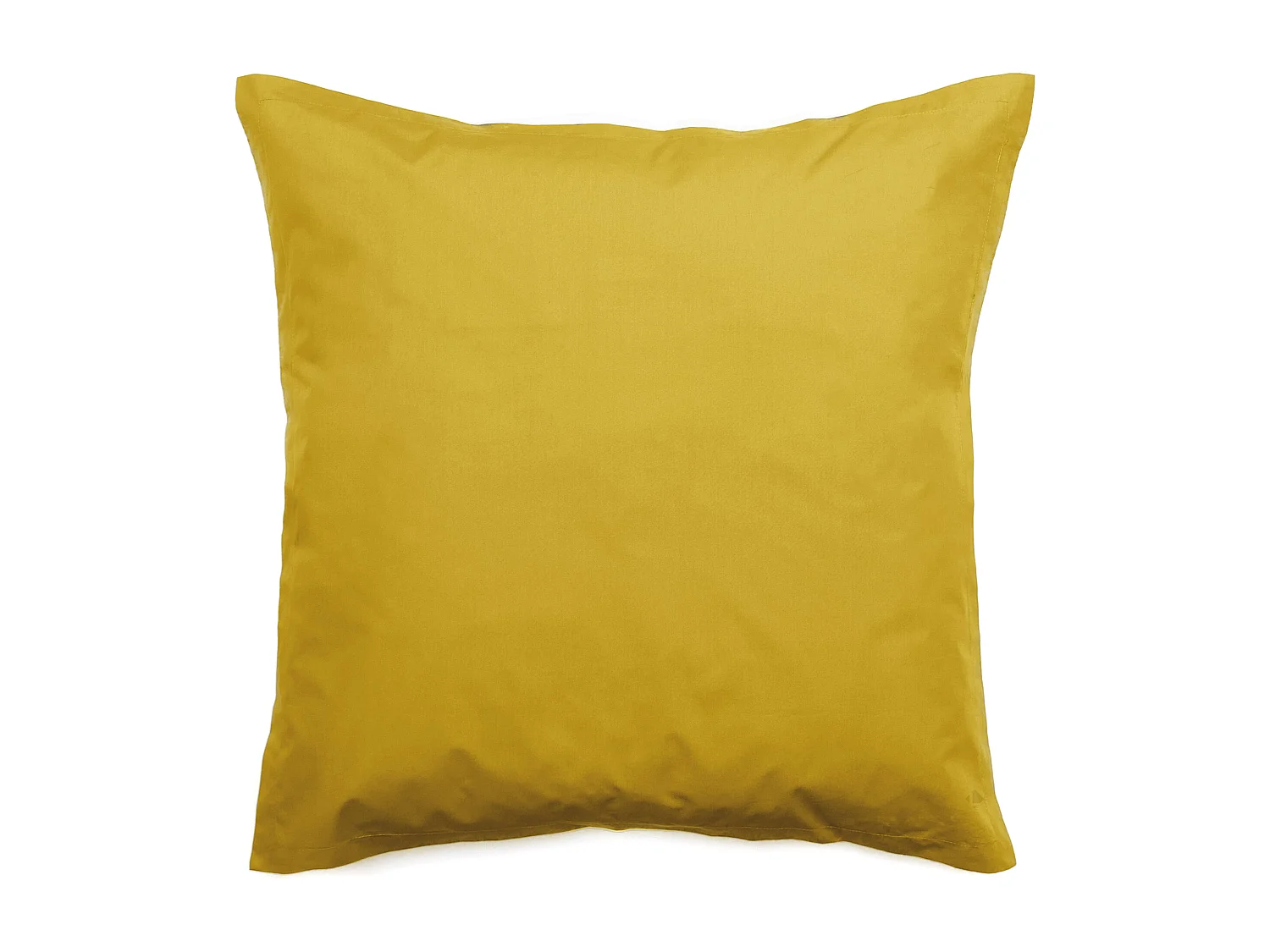Taie d'oreiller volants plats 65x65 cm percale MANOIR jaune Moutarde
