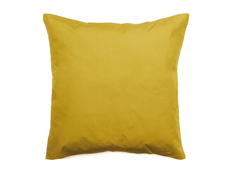 Taie d'oreiller volants plats 65x65 cm percale MANOIR jaune Moutarde