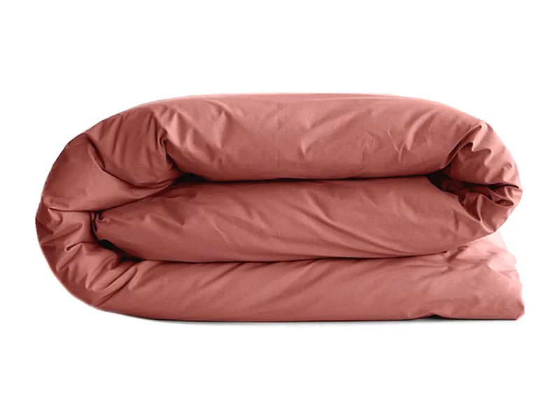 Housse de couette uni 260x240 cm percale de coton MANOIR rose Pêche