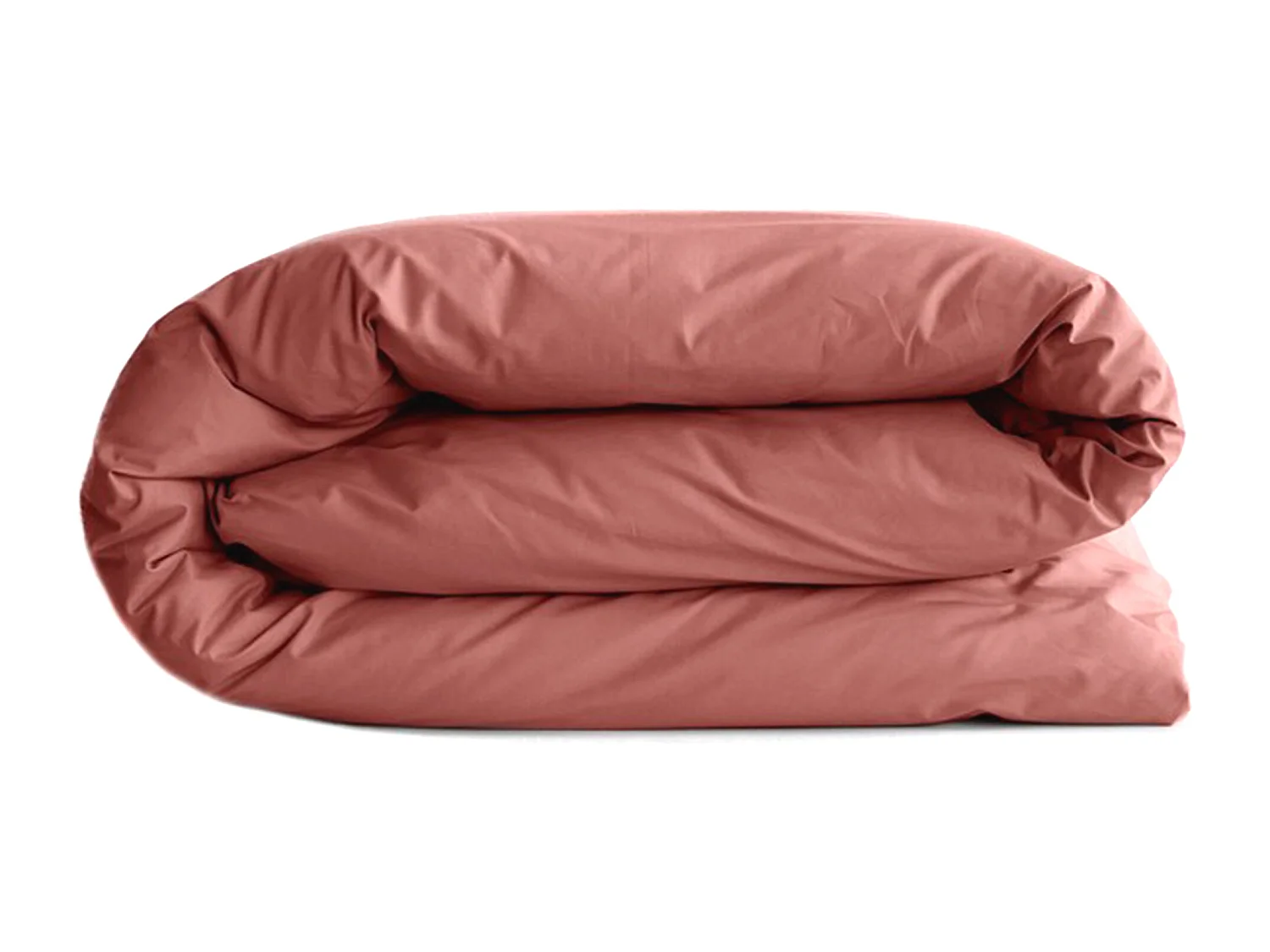 Housse de couette uni 260x240 cm percale de coton MANOIR rose Pêche