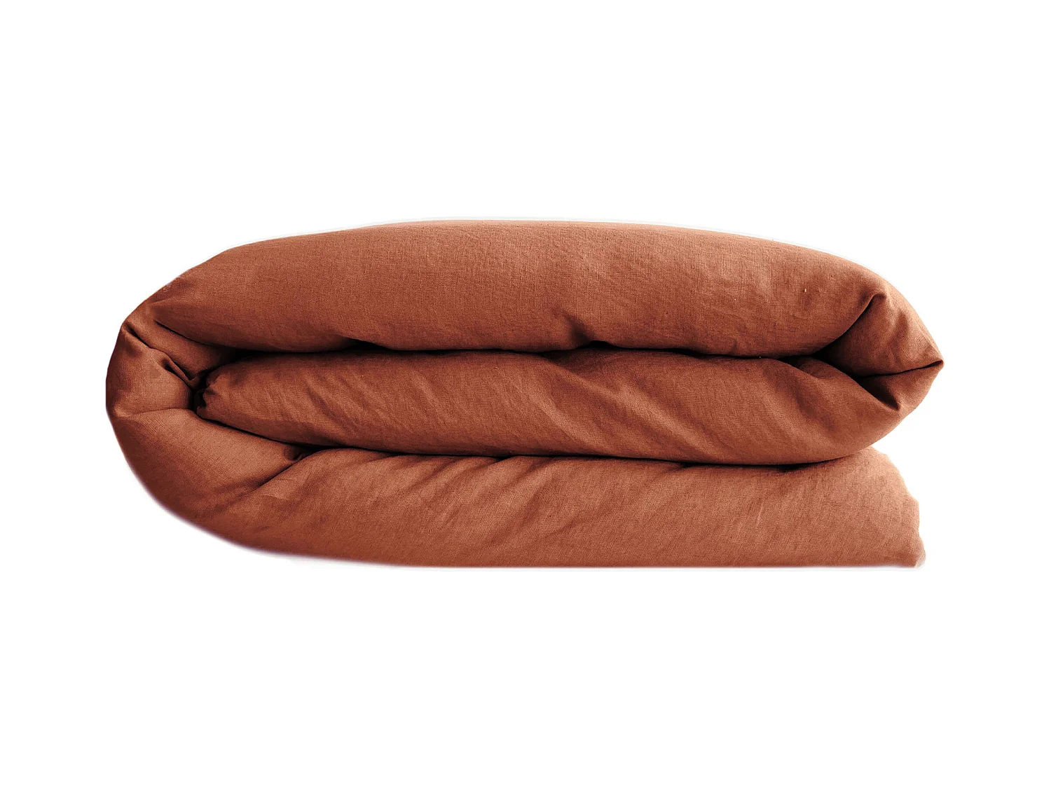 Housse de couette 140x200 cm pur coton lavé PALACE marron terre cuite