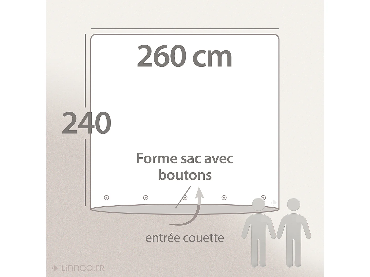 Housse de couette lin et coton 260x240 cm collection OPERA beige naturel
