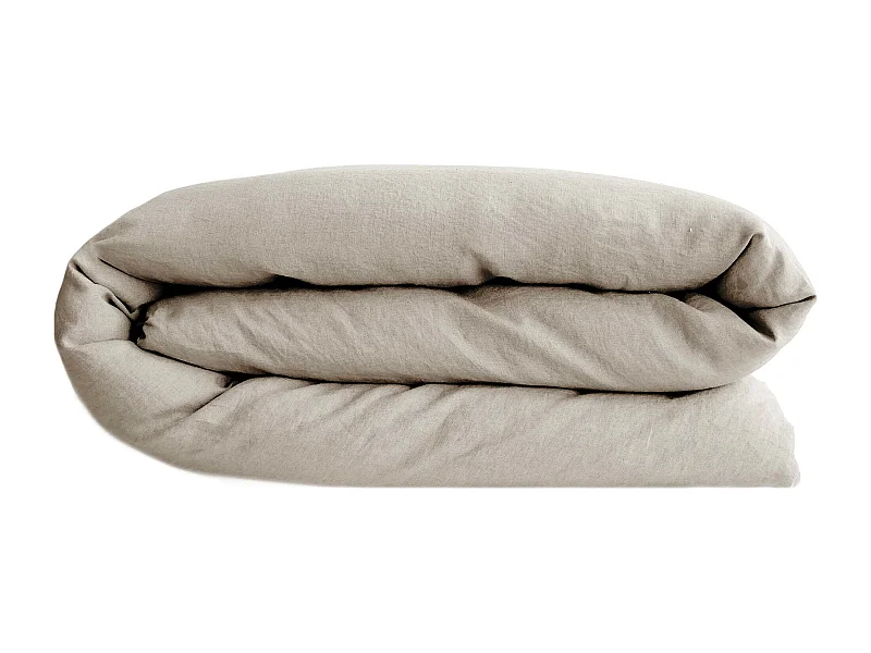 Housse de couette PALACE pur coton lavé 240x220 cm uni beige lin