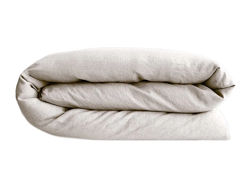 Housse de couette PALACE pur coton lavé 240x220 cm uni beige naturel