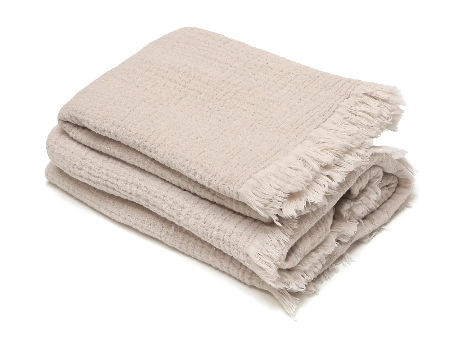 Drap de douche 70x130 cm et serviette 50x90 cm KEA mousseline de coton beige ficelle