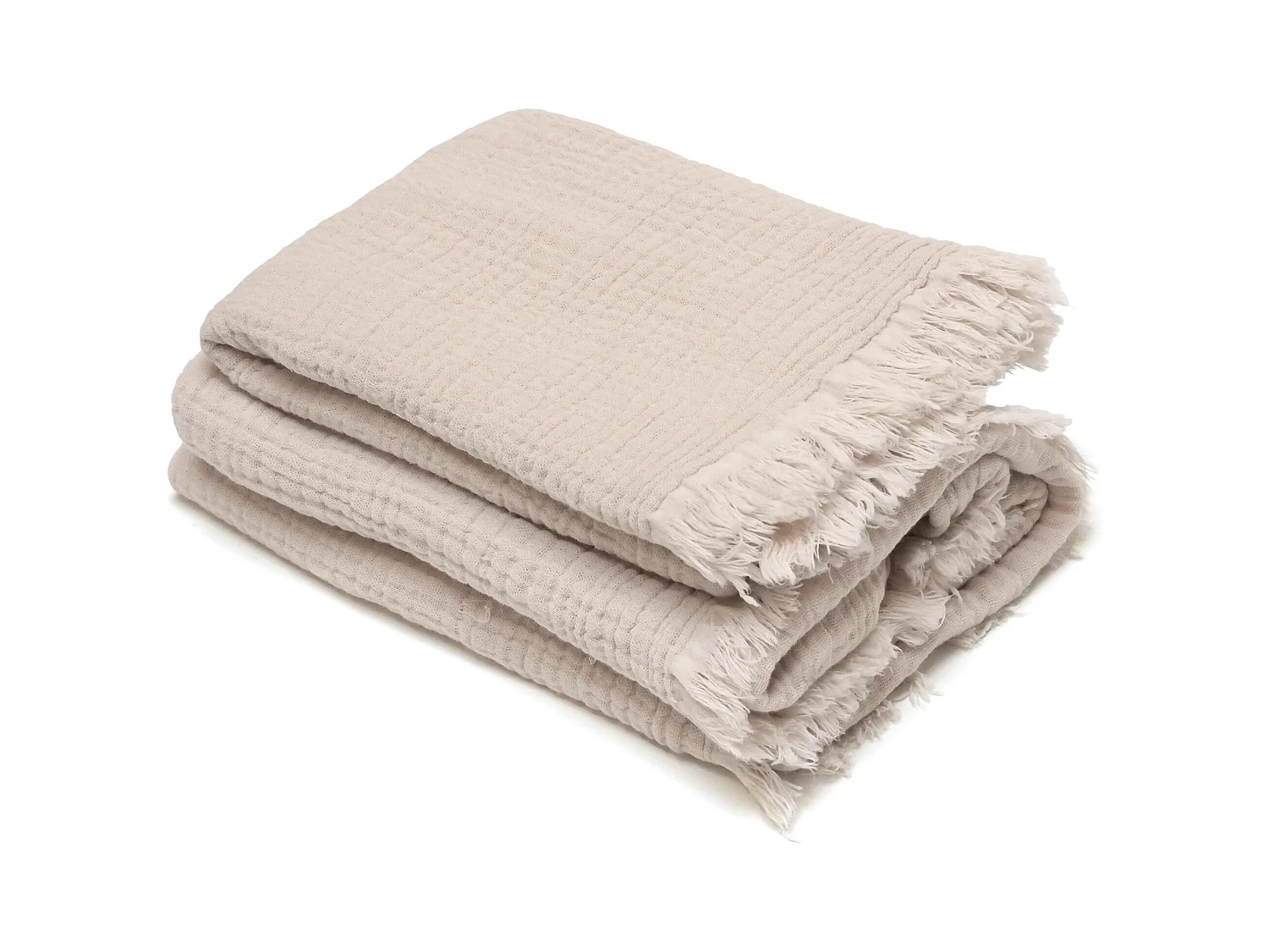 Drap de douche 70x130 cm et serviette 50x90 cm KEA mousseline de coton beige ficelle