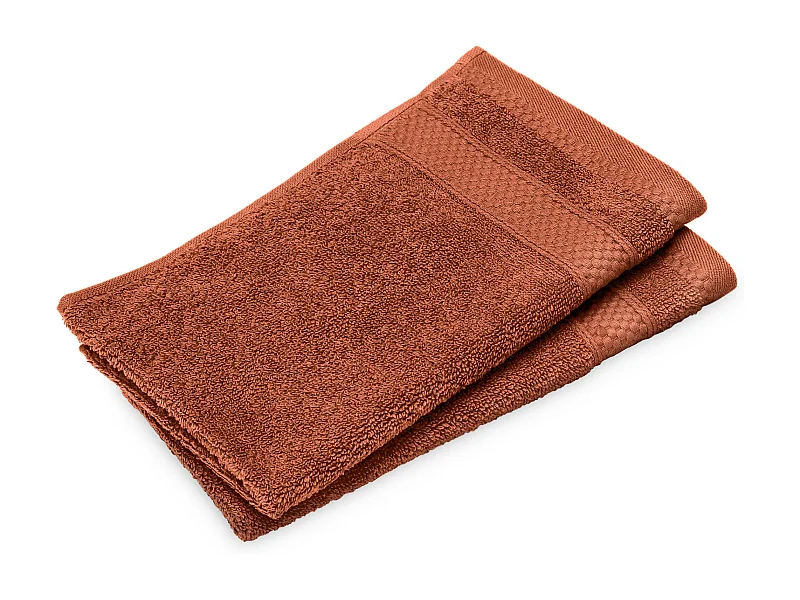 Lot de 2 serviettes invité coton 550 g/m2 30x50cm NAÏA orange Argile