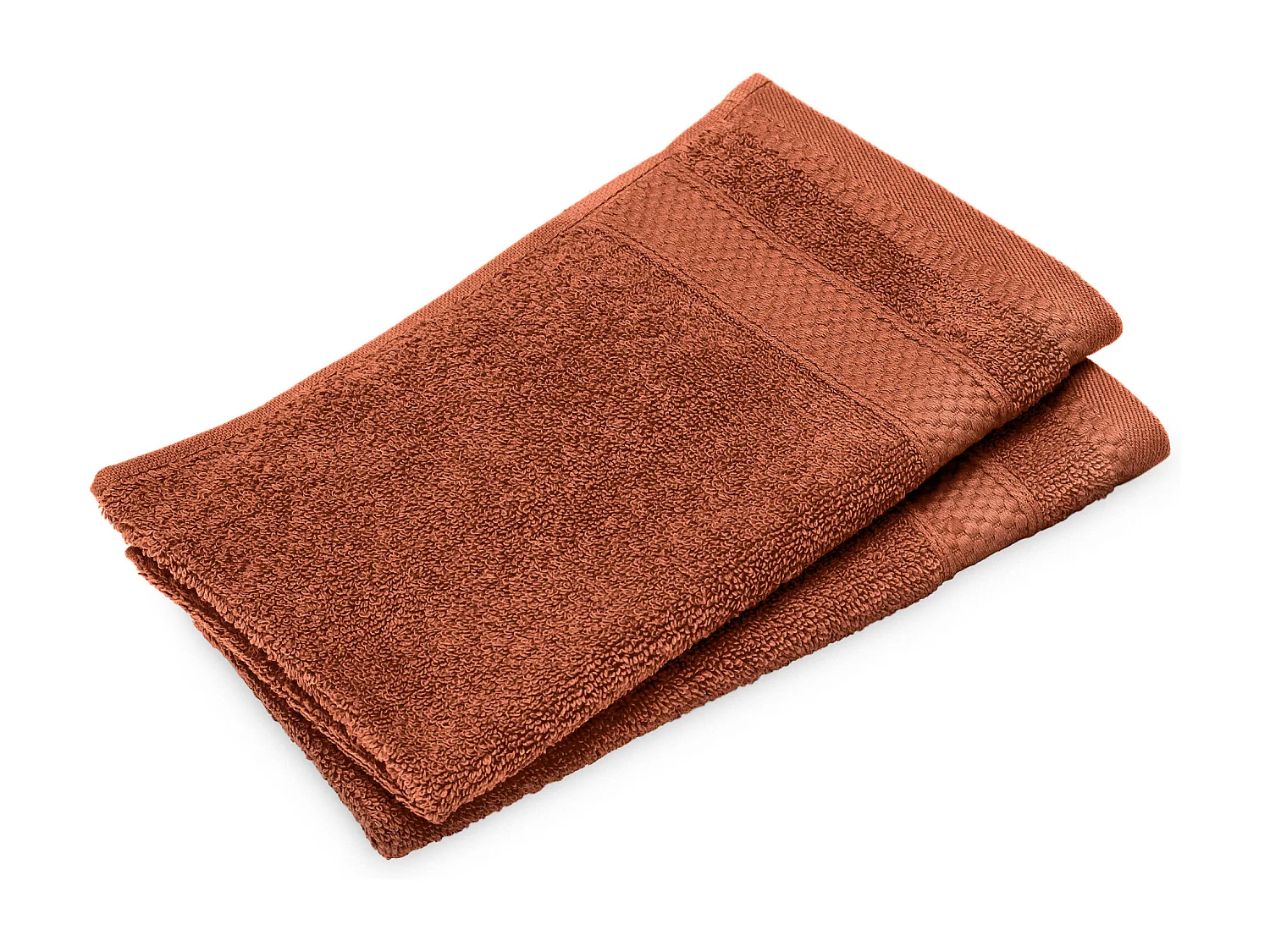 Lot de 2 serviettes invité coton 550 g/m2 30x50cm NAÏA orange Argile