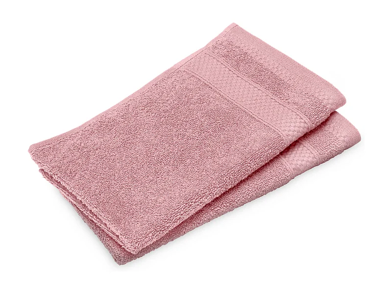 Lot de 2 serviettes invité coton 550 g/m2 30x50cm NAÏA Rose