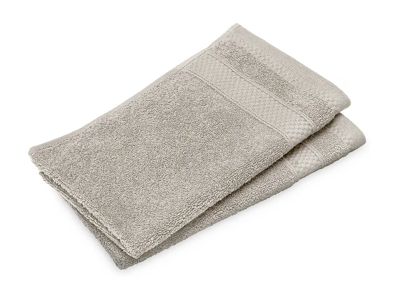 Lot de 2 serviettes invité coton 550 g/m2 30x50cm NAÏA beige Lin
