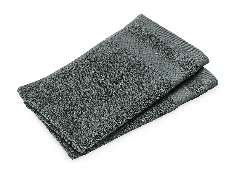 Lot de 2 serviettes invité coton 550 g/m2 30x50cm NAÏA gris Anthracite