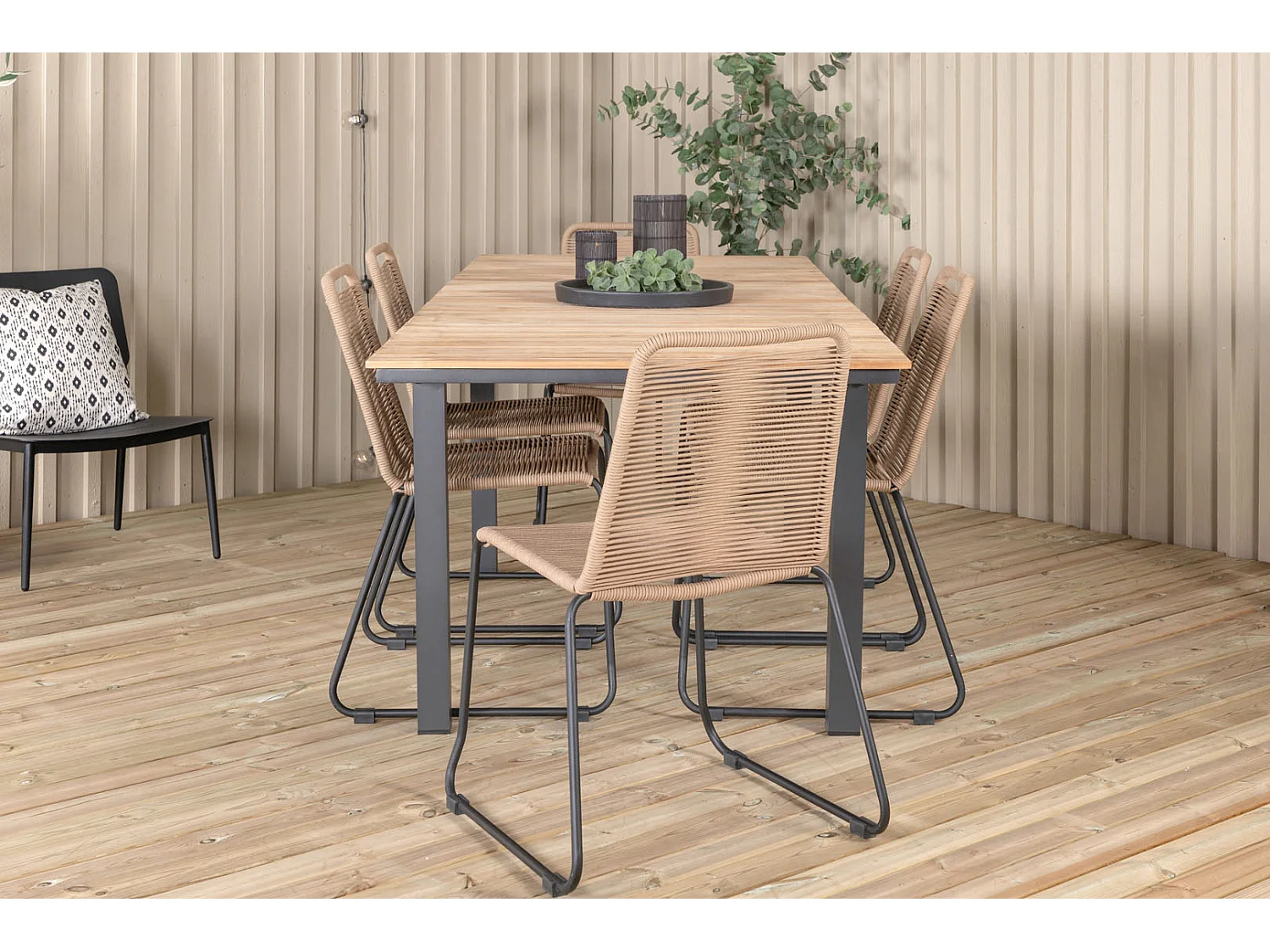Table de Jardin Extensible "Mexico" 180-240cm Naturel & Noir