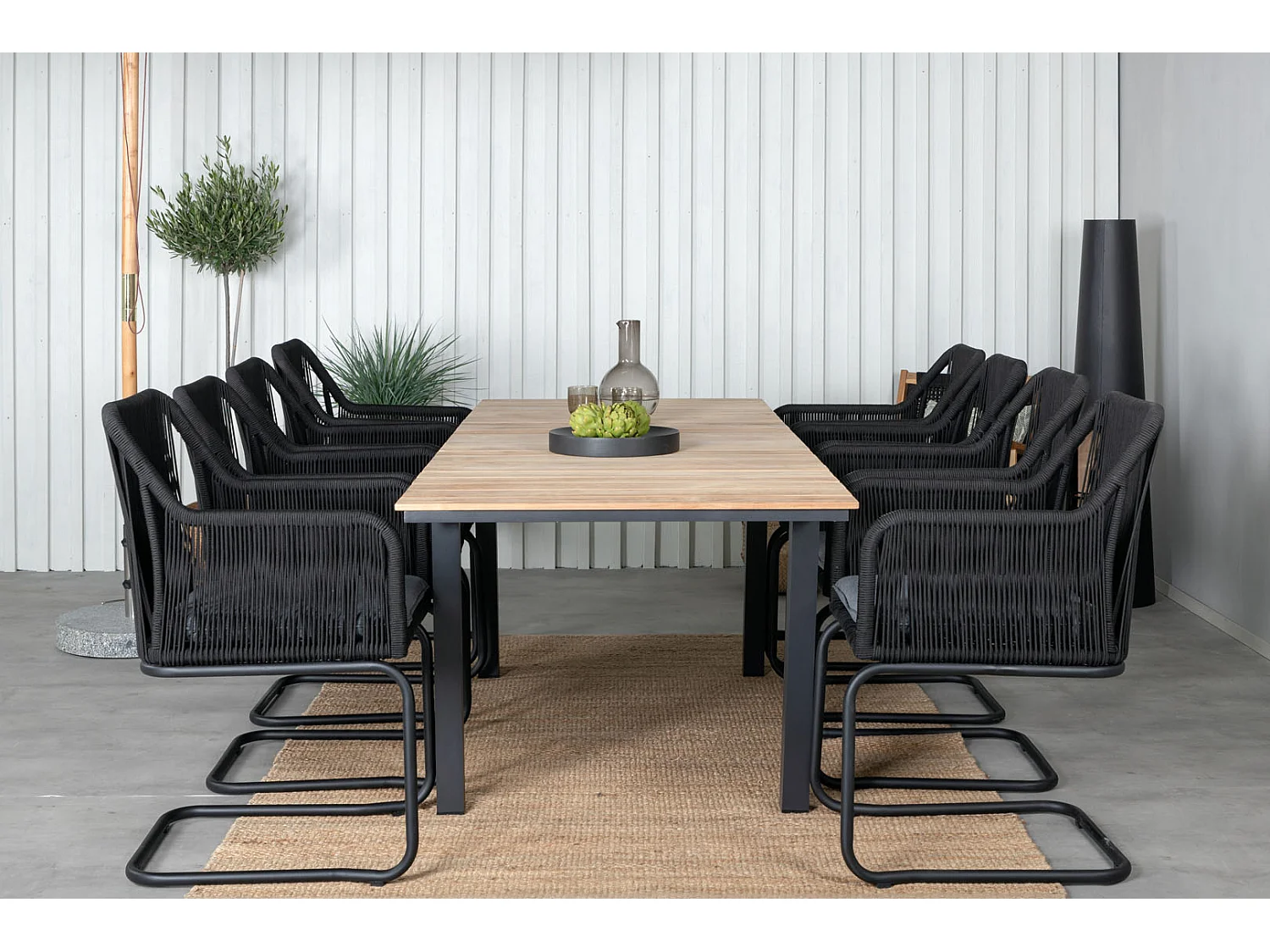 Table de Jardin Extensible "Mexico" 180-240cm Naturel & Noir