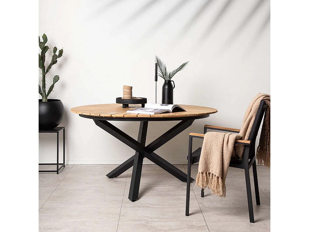 Mexico eettafel tuin Ø140 cm zwart, natuur.