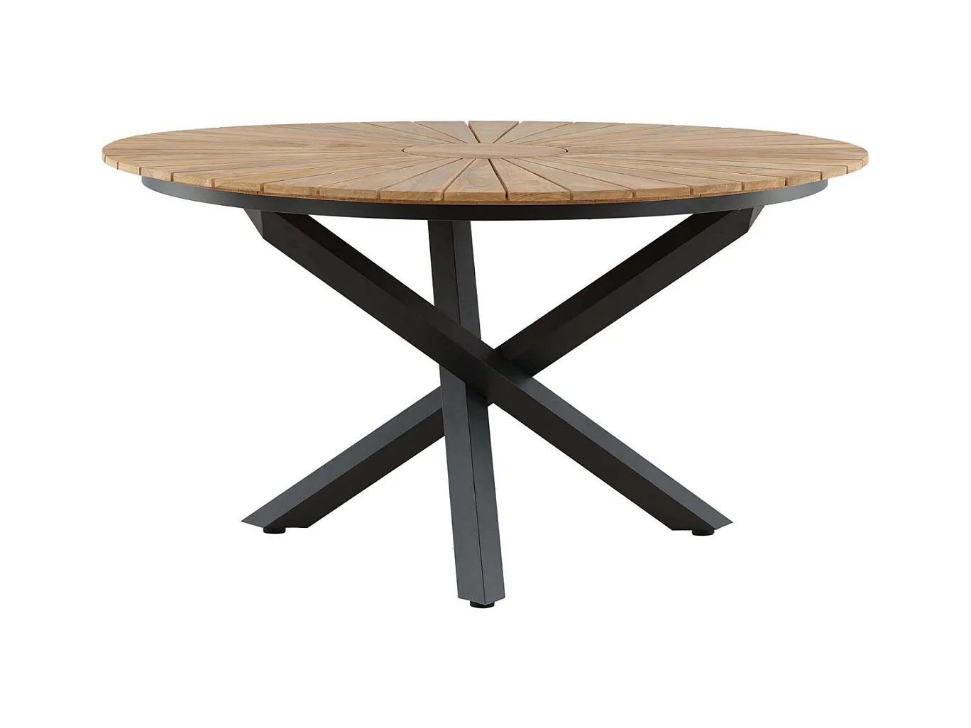 Table de Jardin Ronde "Mexico" 140cm Naturel & Noir