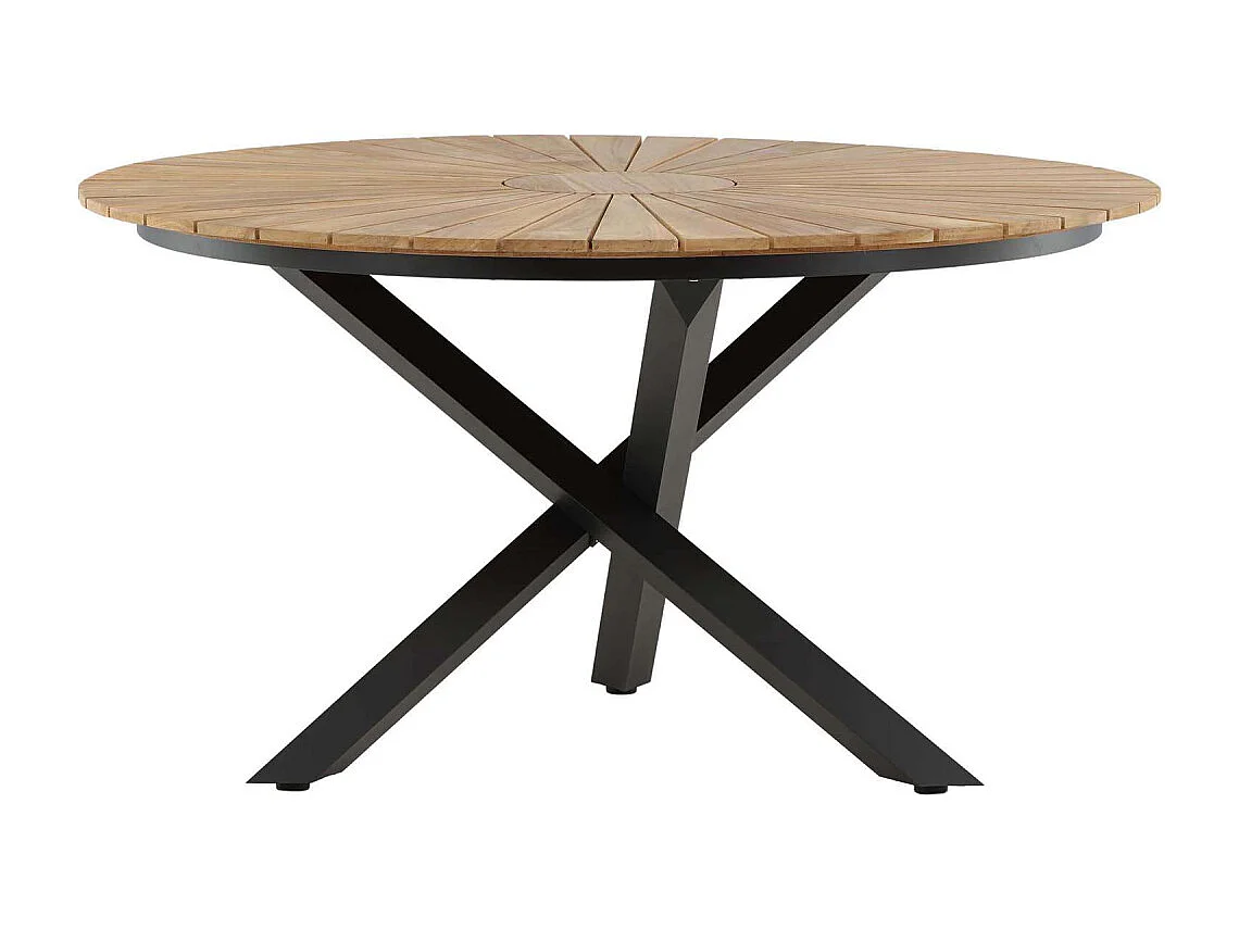 Table de Jardin Ronde "Mexico" 140cm Naturel & Noir
