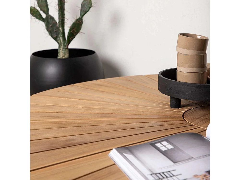 Table de Jardin Ronde "Mexico" 140cm Naturel & Noir
