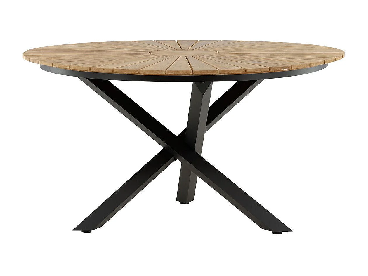 Table de Jardin Ronde "Mexico" 140cm Naturel & Noir