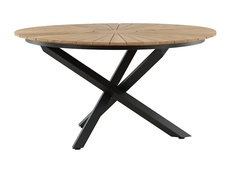 Table de Jardin Ronde "Mexico" 140cm Naturel & Noir