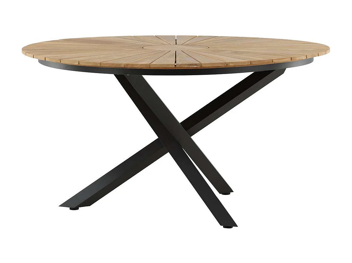 Table de Jardin Ronde "Mexico" 140cm Naturel & Noir