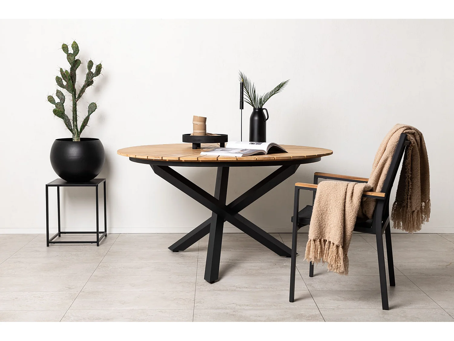 Mexico eettafel tuin Ø140 cm zwart, natuur.