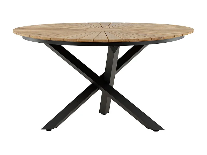 Table de Jardin Ronde "Mexico" 140cm Naturel & Noir