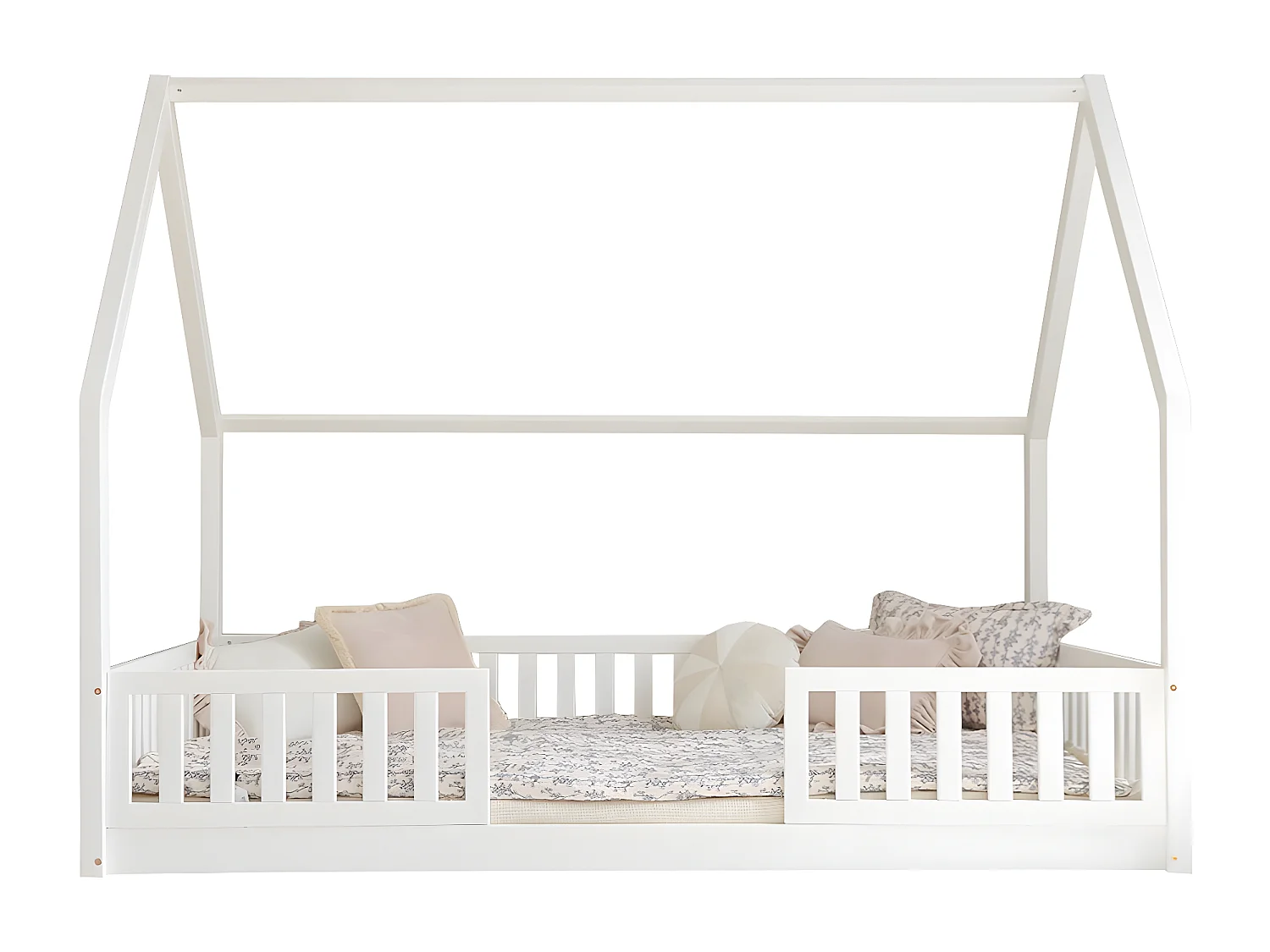 Hutbed 140x200 hekken en boxspring inclusief poten 1 cm Daisy Wit