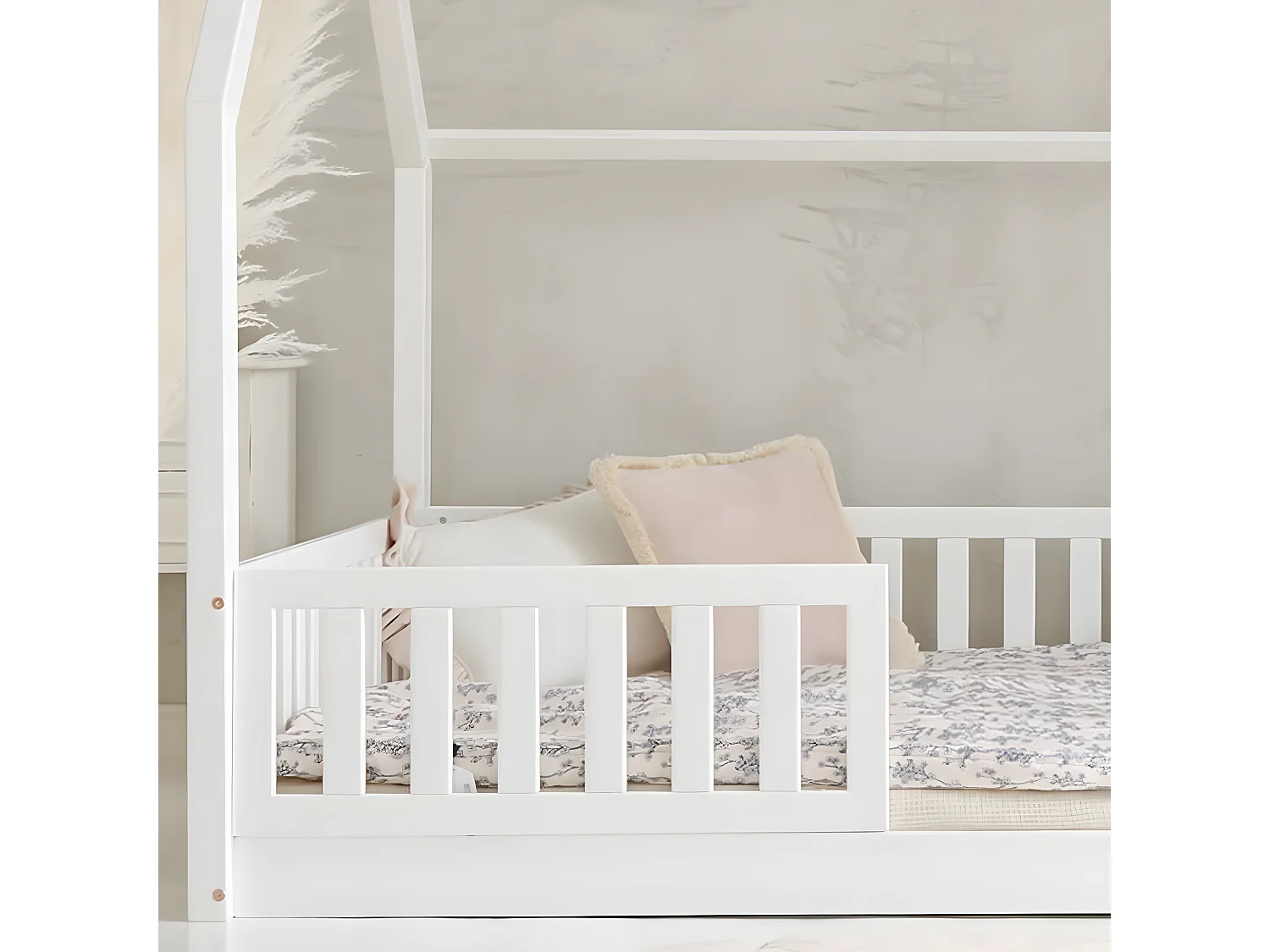 Hutbed 140x200 hekken en boxspring inclusief poten 1 cm Daisy Wit