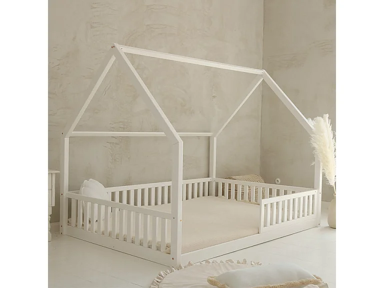 Hytteseng 140x200 med 1 cm ben Daisy Hvid
