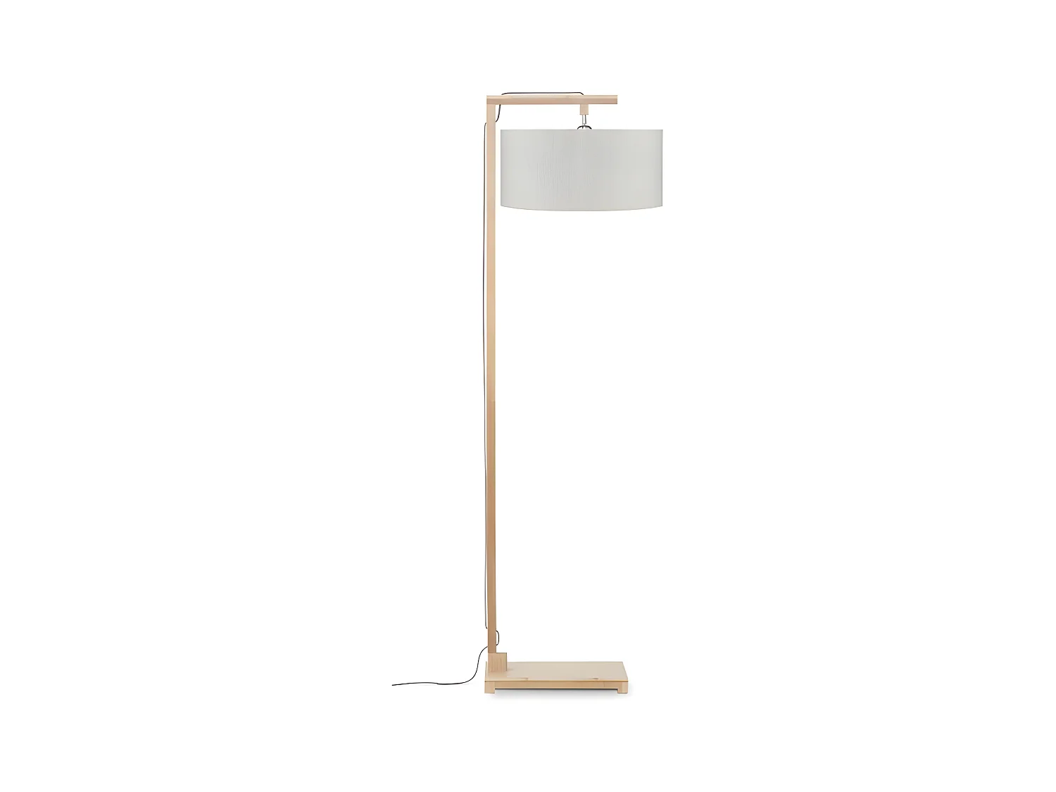 Lampadaire tige en bambou marron et abat-jour creme