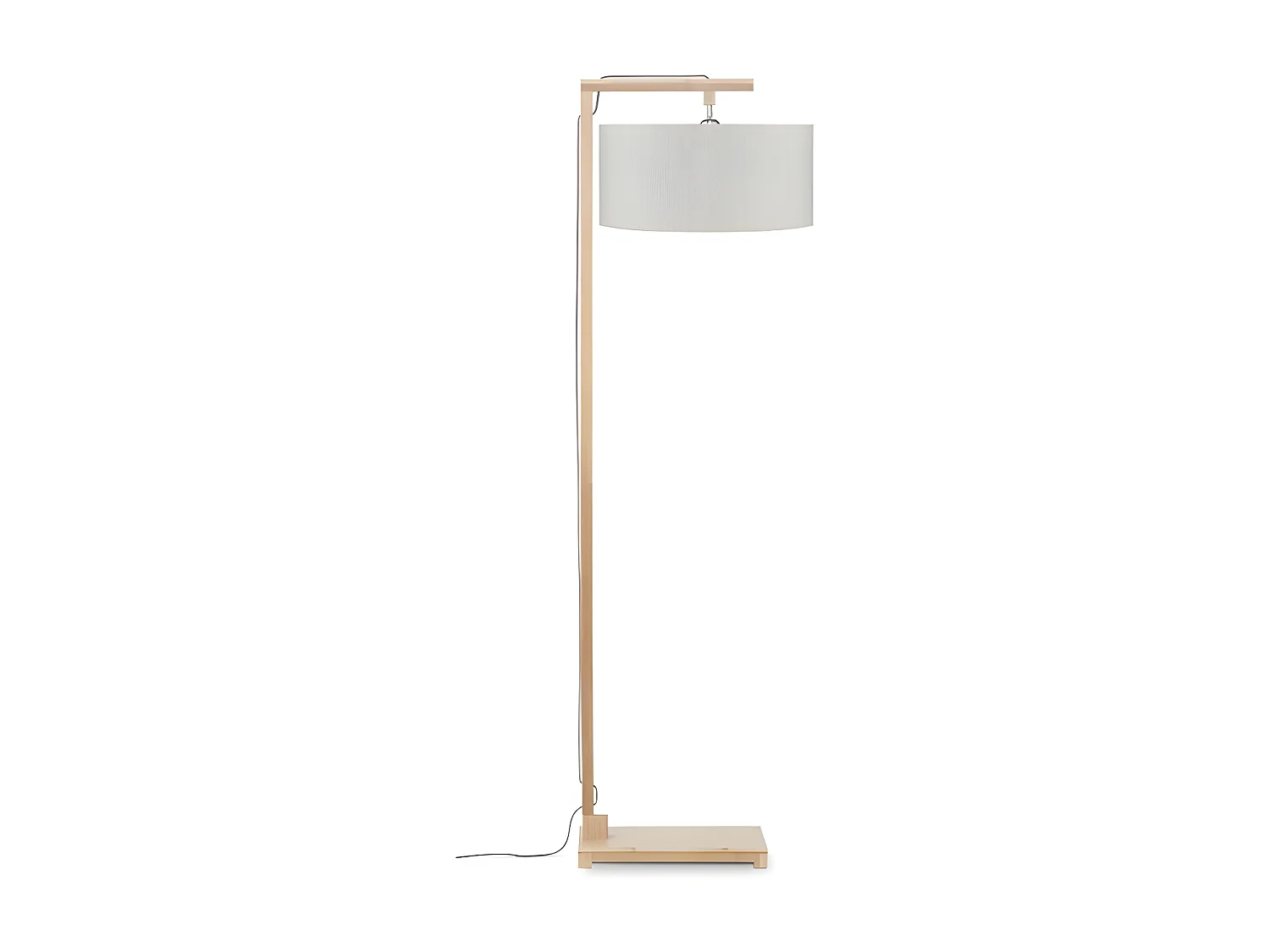 Lampadaire tige en bambou marron et abat-jour creme